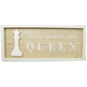 Wholesale - 24"x10" PROTECT THE QUEEN-WHITE APPLIQUE PRINT FRAMED MDF WALL SIGN C/P 4, UPC: 651961789758
